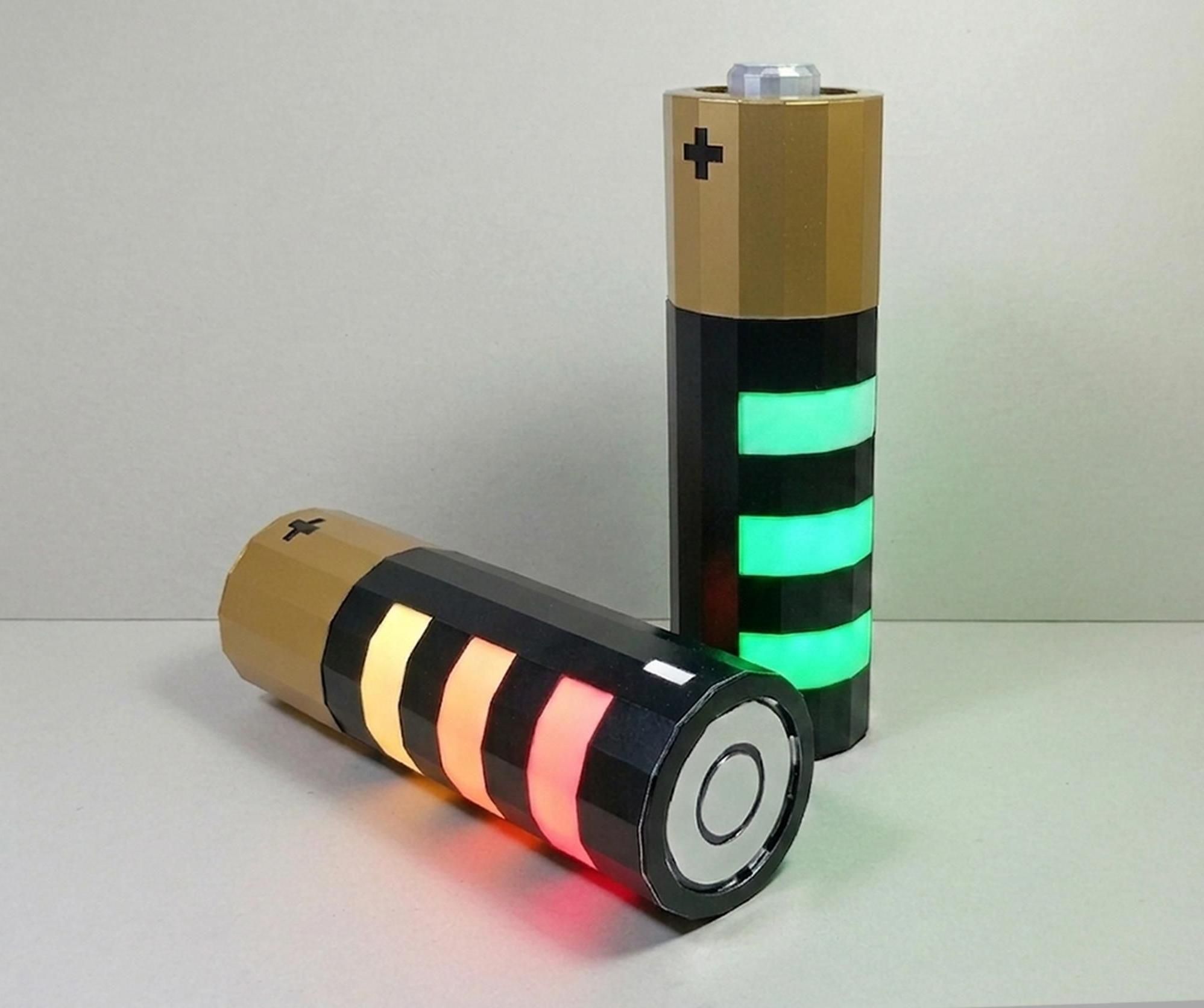 Your Mood, State of Charge - Giant and Cozy Battery-Shaped Lamp + Secret Storage.