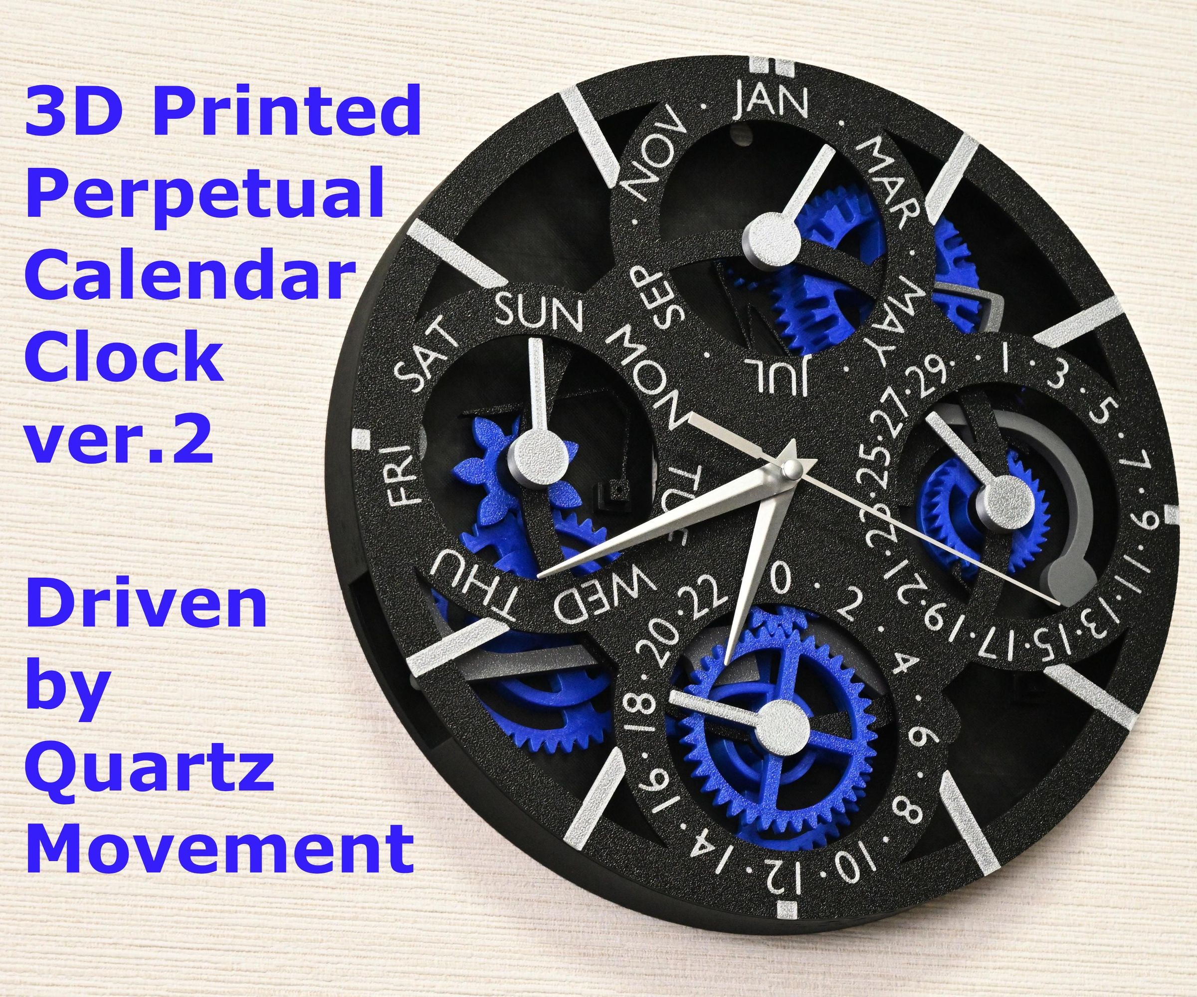 3D Printed Perpetual Calendar Clock Ver. 2