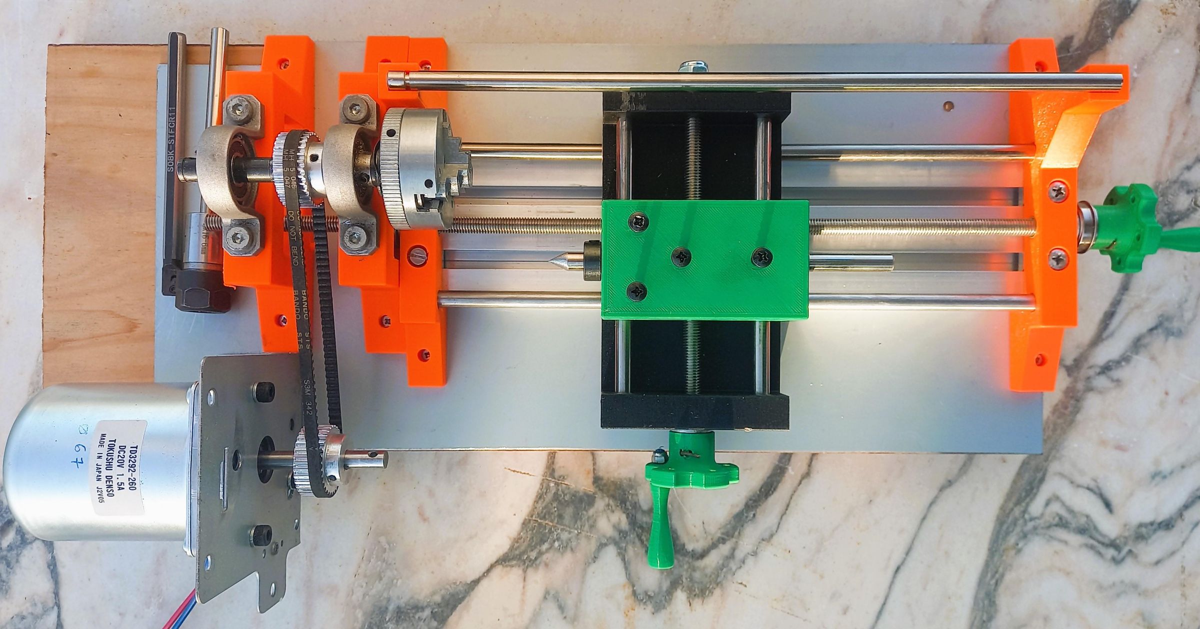 3D Printed Mini Lathe for Wood + Plastic + Aluminum