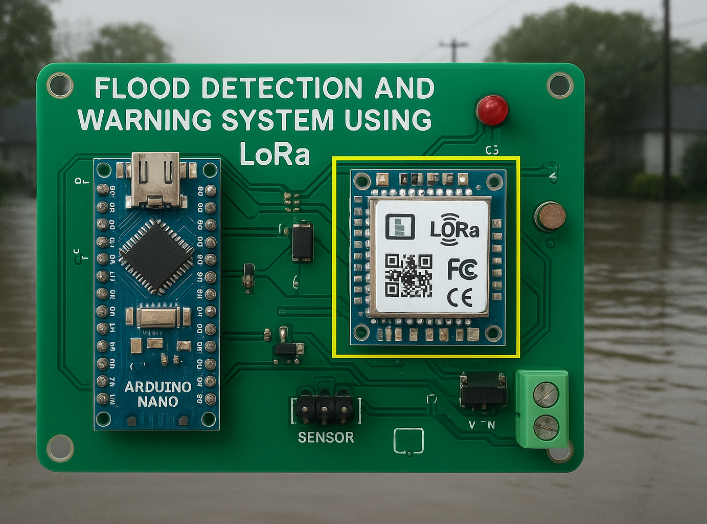Flood Detection and Warning System Using LORA and Arduino