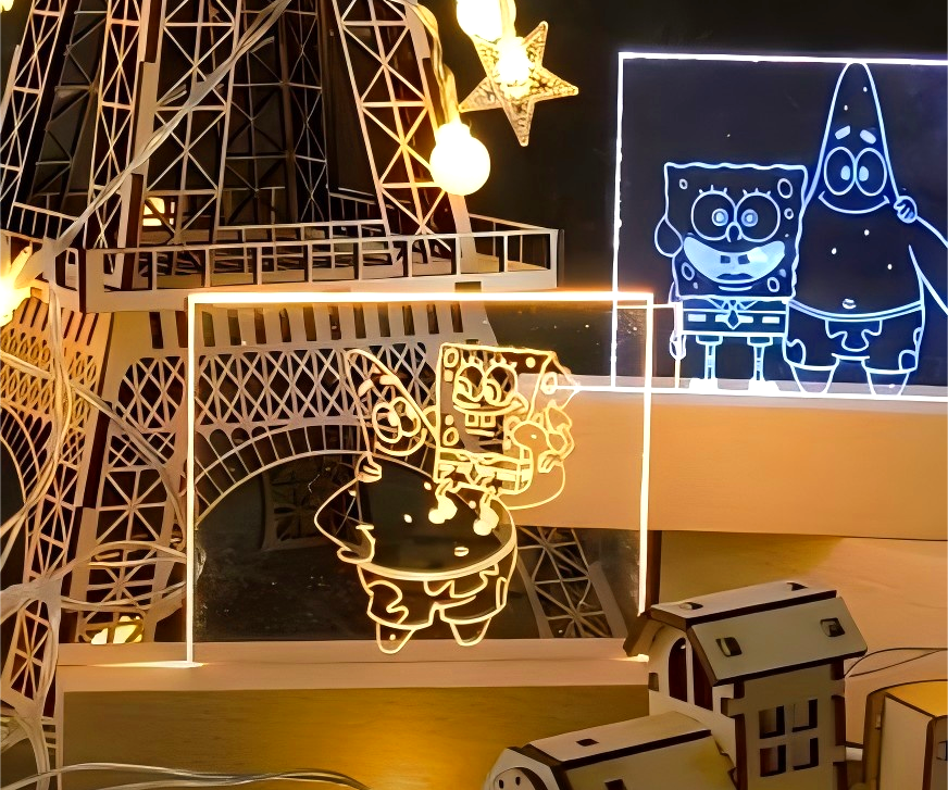 DIY SpongeBob Pattern Acrylic Lamp